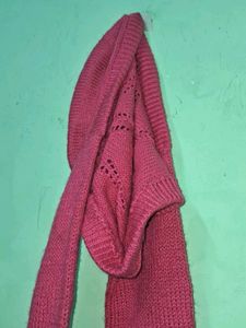 Red Knitted Hooded Scarf 🧣