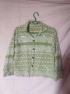 Green Embellished Shirt