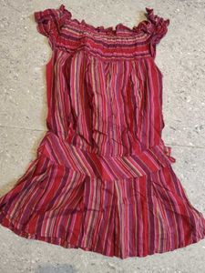 Mini Y2k Striped Offshoulder Dress