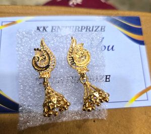 Stunning Gold-Plated Peacock Jhumkas