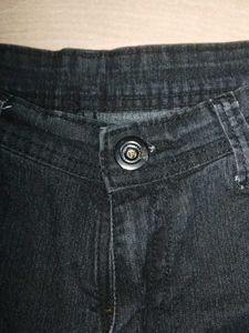 Black Denim Frayed Shorts