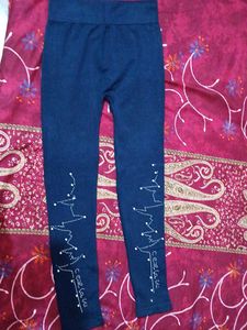 Embellished Denim Leggings