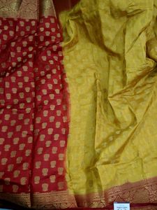 new Yellow Banarasi Style Saree ( free delivery)