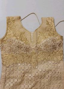 Golden Embroidered Anarkali Set