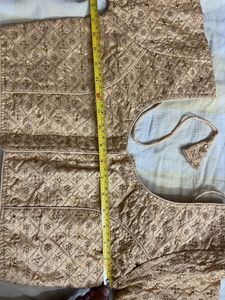 Not  Used Gold Self Embroidery Blouse