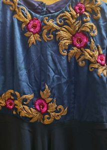 Stunning Navy Blue Embroidered Maxi Dress