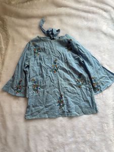 Embroidered Blue Top
