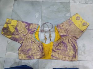 Purple &amp; Gold Embroidered Sari Blouse