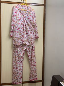 Pink Paisley Print Satin Lounge Set
