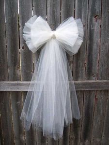 White Netted Bow Clip Long Size