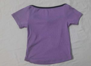 Purple &amp; Black Bow Top