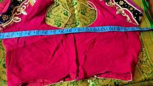 Beautiful heavy Rani pink saree