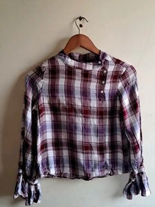 Chic Flannel Collar Neck Top
