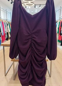 Burgundy Ruched Cutout Bodycon Dress