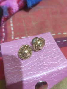 Gold Stud Earrings With Original Bill