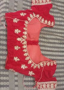 velvet Red &amp; Gold Bridal Lehenga