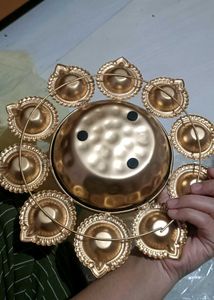 Brass &amp; Metal Flower Shape Diya