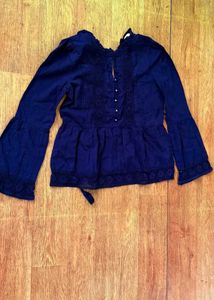 Navy Blue Embroidered top