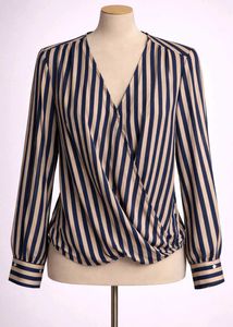 Striped Wrap Blouse