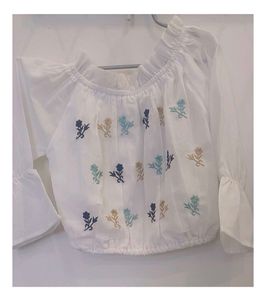 A crop top piece with plazo.