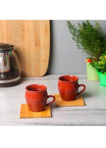 Set of 6 Red Ceramic Mugs