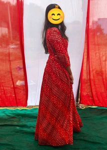 Red Bandhani Traditional Dress