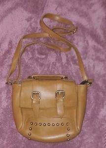 Cute Brown Satchel with Stud Details