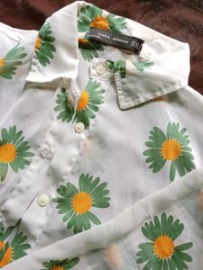 Zara Woman Daisy Print Shirt