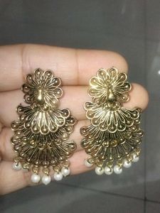 It A Peacock Styled Golden Earrings