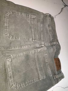 Olive Green Wide Leg Jeans