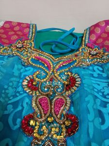 sky blue colour netted full set chudi