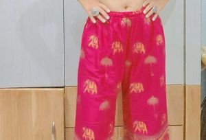 Pink Elephant Print Palazzo Pants