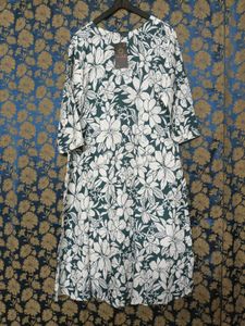 Rayon Green And White Tunic.