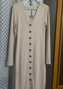 Button-Front Midi Dress