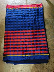 Blue Checked Saree