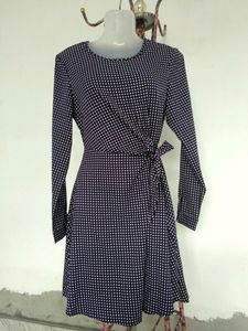 Checkered A Line Tie Knot Dress