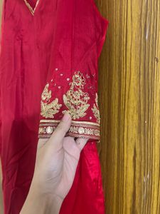 Red Embroidered Kurta Set