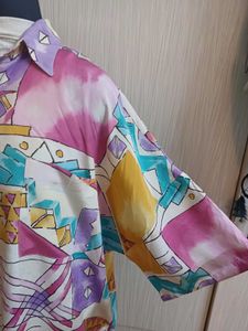 Abstract Print Oversized Shirt/Shirt Dress