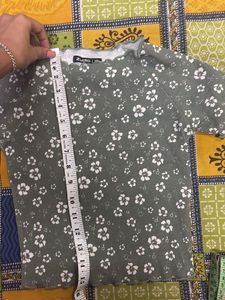 green Floral Print Top