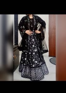 Black,Silver Sequins Lehenga Choli &amp; Dupatta