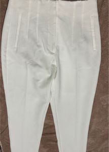 Zara Oyster White High Rise Pants