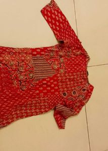 Red Patterned Tunic Dress