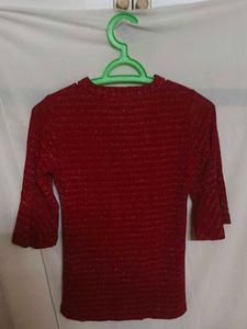 Red Top with Unique Cutout Neckline