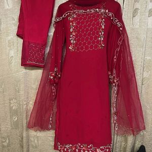 Red Embroidered Salwar Kameez