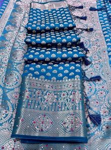 Blue Banarasi Silk Saree