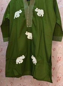 Olive Green Elephant Print Tunic