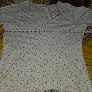 Women&#39;s White Purple Floral Top