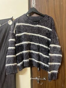 Striped Fuzzy Knit Sweater