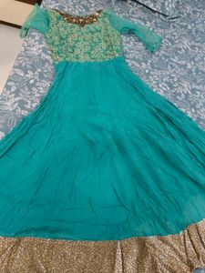 sea green party wear gown