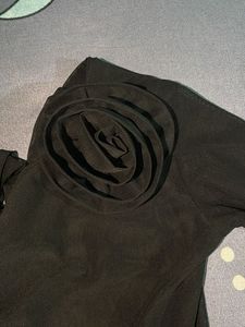 Black One shoulder Mesh Top